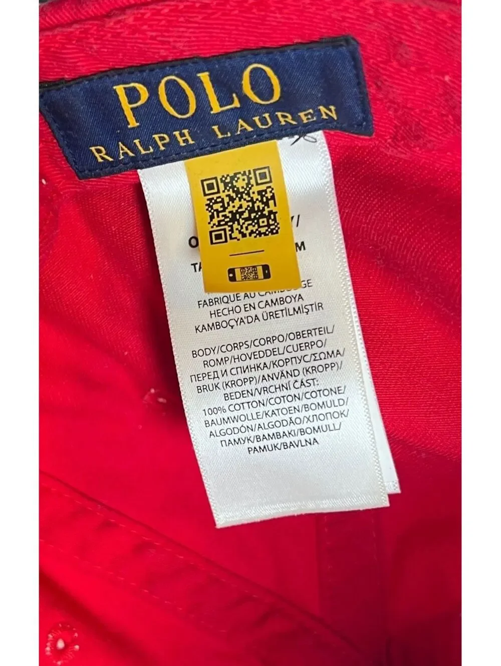 Polo Ralph Lauren Red Cotton Chino Baseball Cap Hat Navy Blue Pony Logo Strap OS